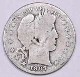 1897 S Barber Silver Half Dollar.