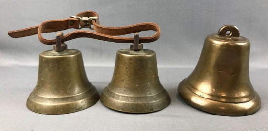 Group of 3 : Large Antique Brass Bells