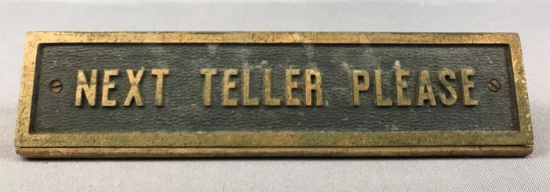 Vintage "Next Teller Please" Sign