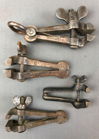 Group of 4 : Antique Hand Vice Pinch Clamps
