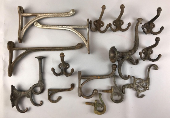 Group of Antique Hooks, Cast Iron + more