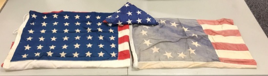Group of 3 : Vintage American Flags