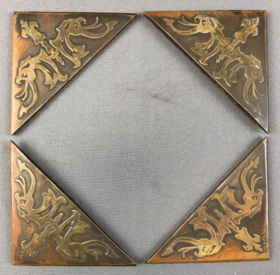 Group of 4 : Vintage Brass "Blotter" Corners