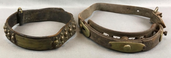 Lot of 2 : Vintage Leather Dog Collars