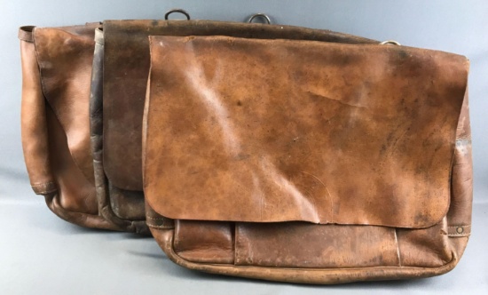 Group of 3 : Vintage Leather Mail Carrier Bags