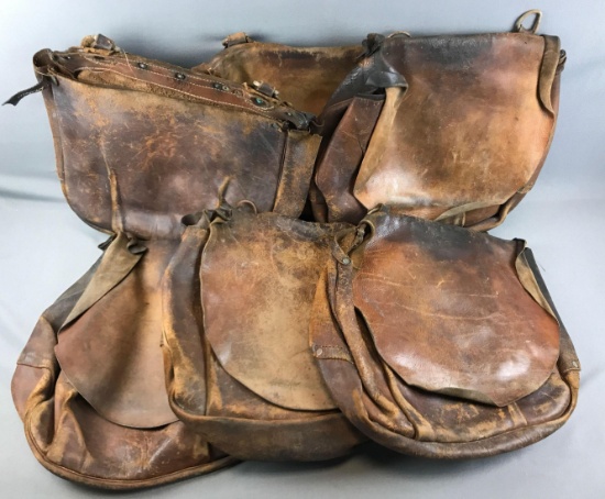 Group of 6 : Vintage Leather Mail Carrier Bags
