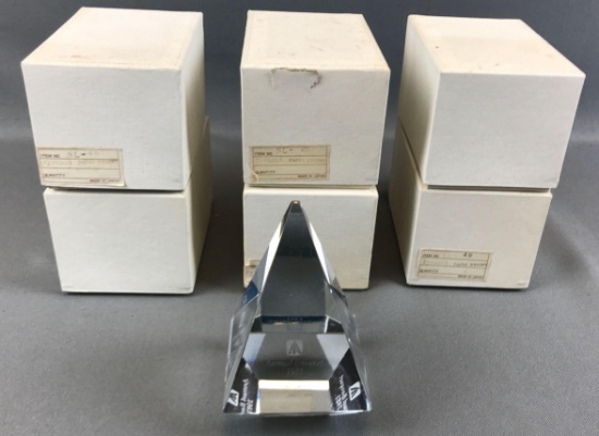 Group of 7 : Vintage (1981) Crystal Pyramid Souvenir Paperweights