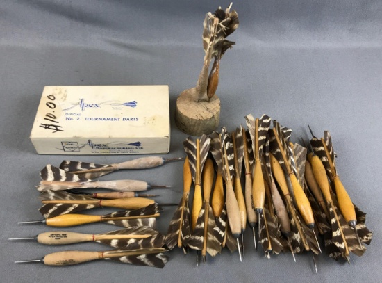 Group of Vintage Wooden "Apex" Tournament Darts + Original Box