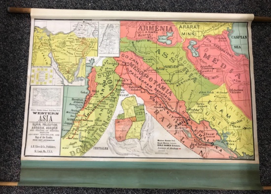 Vintage (1917) "Eilers" Sunday School Wall Map - Western Asia
