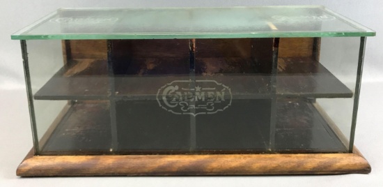 Antique Glass and Wood Countertop Display Showcase