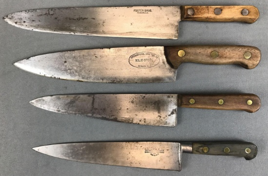 Group of 4 : Vintage Butcher Knives - Foster Brothers, International Edge Tool Company + others