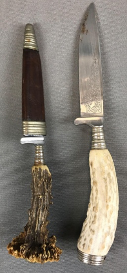 Lot of 2 : Vintage Antler Handle Knives