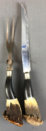 Vintage Antler Handle Carving Set - Knife and Carving Fork