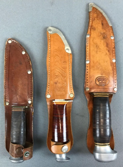 Group of 3 : Vintage Knives in Sheaths - Clauberg, Finnforest, Krusius Brothers