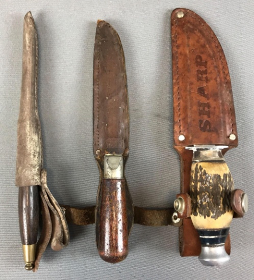 Group of 3 : Vintage Knives in Sheaths