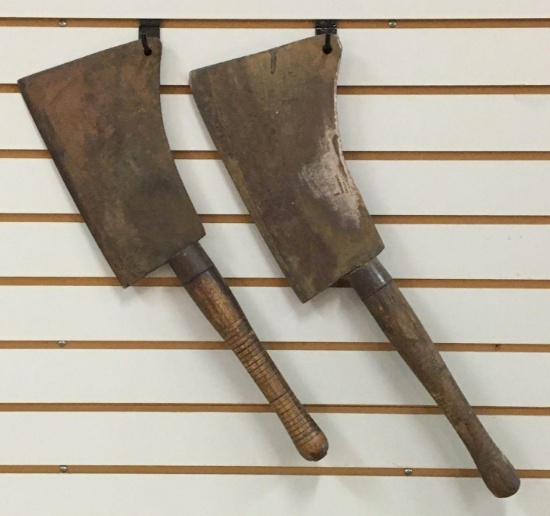 Group of 2 Antique Butcher Knives / Meat Cleavers