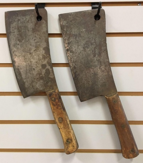 Group of 2 Antique Butcher Knives / Meat Cleavers