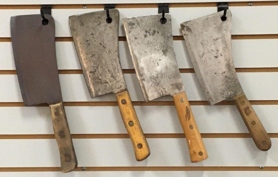 Group of 4 Antique Butcher Knives/ Meat Cleavers