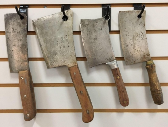 Group of 4 Antique Butcher Knives /Meat Cleavers