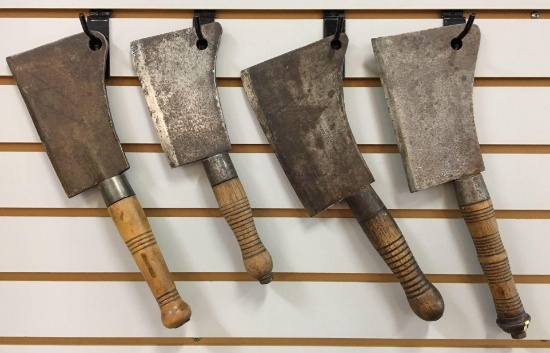 Group of 4 Antique Butcher Knives /Meat Cleavers