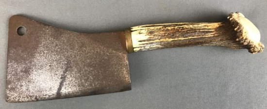 Antique (1886) Meat Cleaver w/ Antler Handle