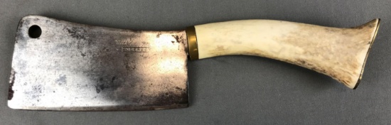 Antique "Enderes" Meat Cleaver w/ Antler Handle