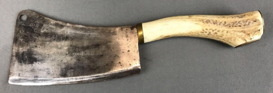 Antique "Enderes" Meat Cleaver w/ Antler Handle