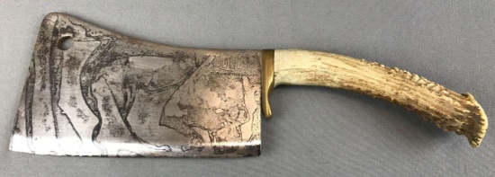Vintage "Dunlap" Meat Cleaver w/ Antler Handle