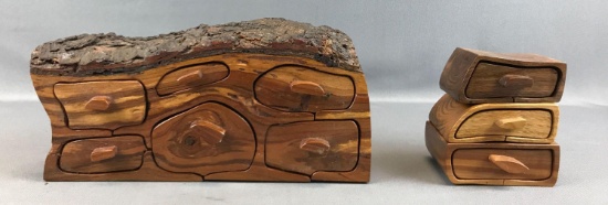 Vintage Cherry Hand Crafted Jewelry Box + 3 Coordinating Boxes