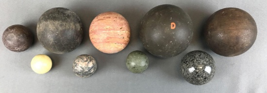 Group of 9 : Vintage Decorative Spheres - Assorted Shape, Sizes and Materials