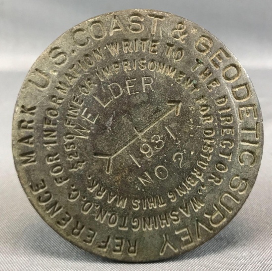 Vintage (1931) Cast Iron Reference Mark - US Coast and Geodetic Survey