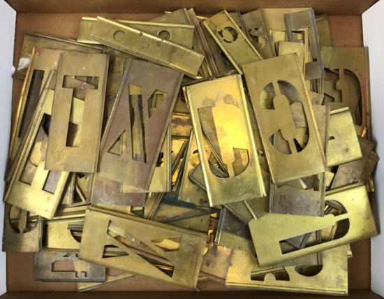 Group of Vintage Brass Stencil Letters and Numbers