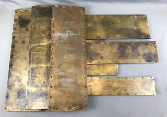 Group of 8 : Antique Brass Kick Plates/Thresholds