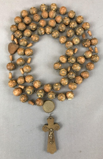 Vintage Large Wooden Bead Rosary