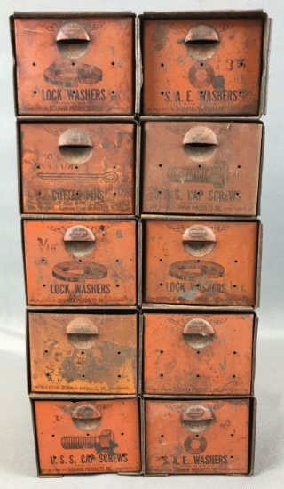 Vintage "Dorman Products" Display - Drawers Labeled for Washers, Cotter Pins, Cap Screws + more