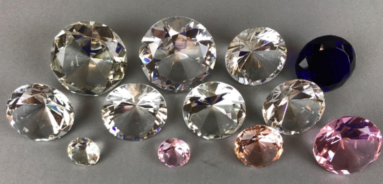 Group of 12 : Glass Gemstone-shaped Paperweights