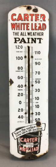 Antique (1915) "Carter White Lead Paint" Advertising Thermometer/Sign