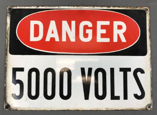 Vintage "Danger 500 Volts" Enamel Sign