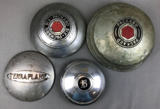 Group of 4 : Vintage Hubcaps - Packard, Terraplane, and Buick