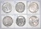 Group of (6) Peace Silver Dollars.