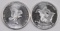Group of Vintage (2) 1982 Monex International 1oz. .999 Fine Silver Rounds.