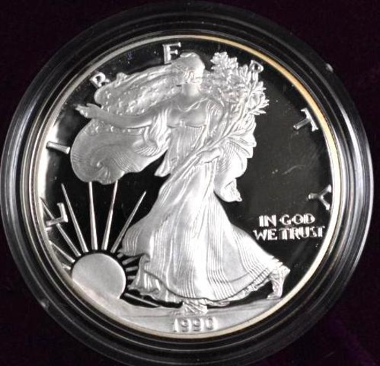 1990 S American Silver Eagle Proof.