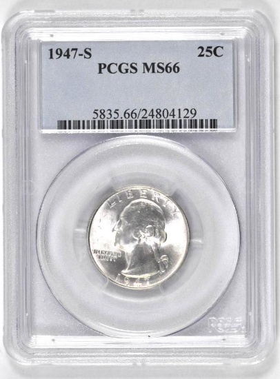 1947 S Washington Silver Quarter (PCGS) MS66.