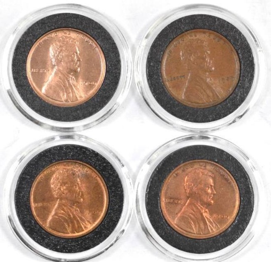 Group of (4) 1909 P V.D.B. Lincoln Wheat Cents.