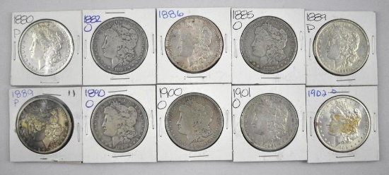 Group of (10) Morgan Silver Dollars.