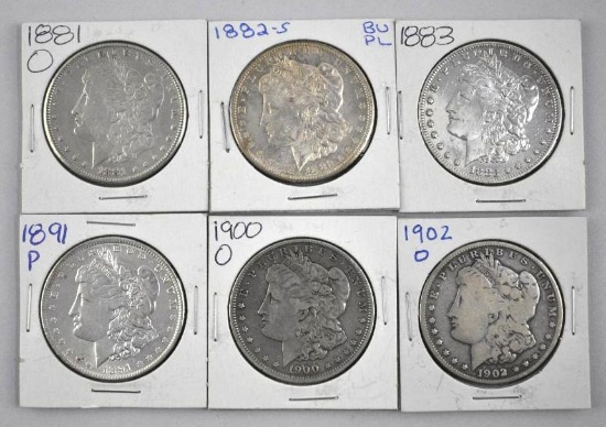 Group of (6) Morgan Silver Dollars.
