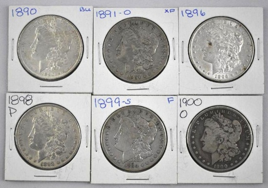 Group of (6) Morgan Silver Dollars.