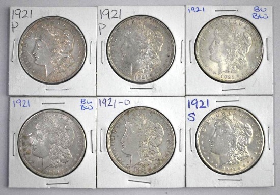 Group of (6) Morgan Silver Dollars.
