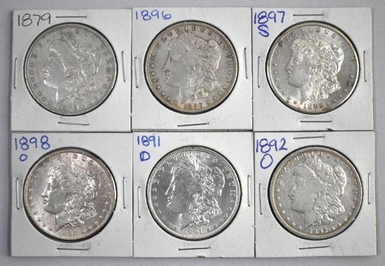 Group of (6) Morgan Silver Dollars.