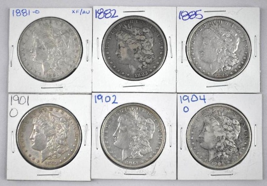 Group of (6) Morgan Silver Dollars.